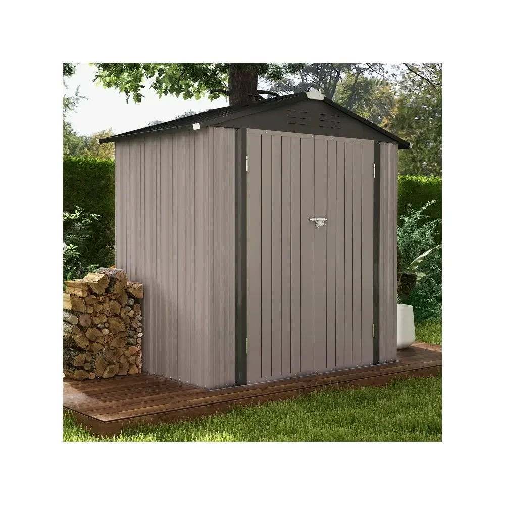 

Storage Shed,6x4ft Garden Tool Storage Shed with Sloping Roof and Double Locking Door, Outdoor Shed for Garden Backyard, Brown