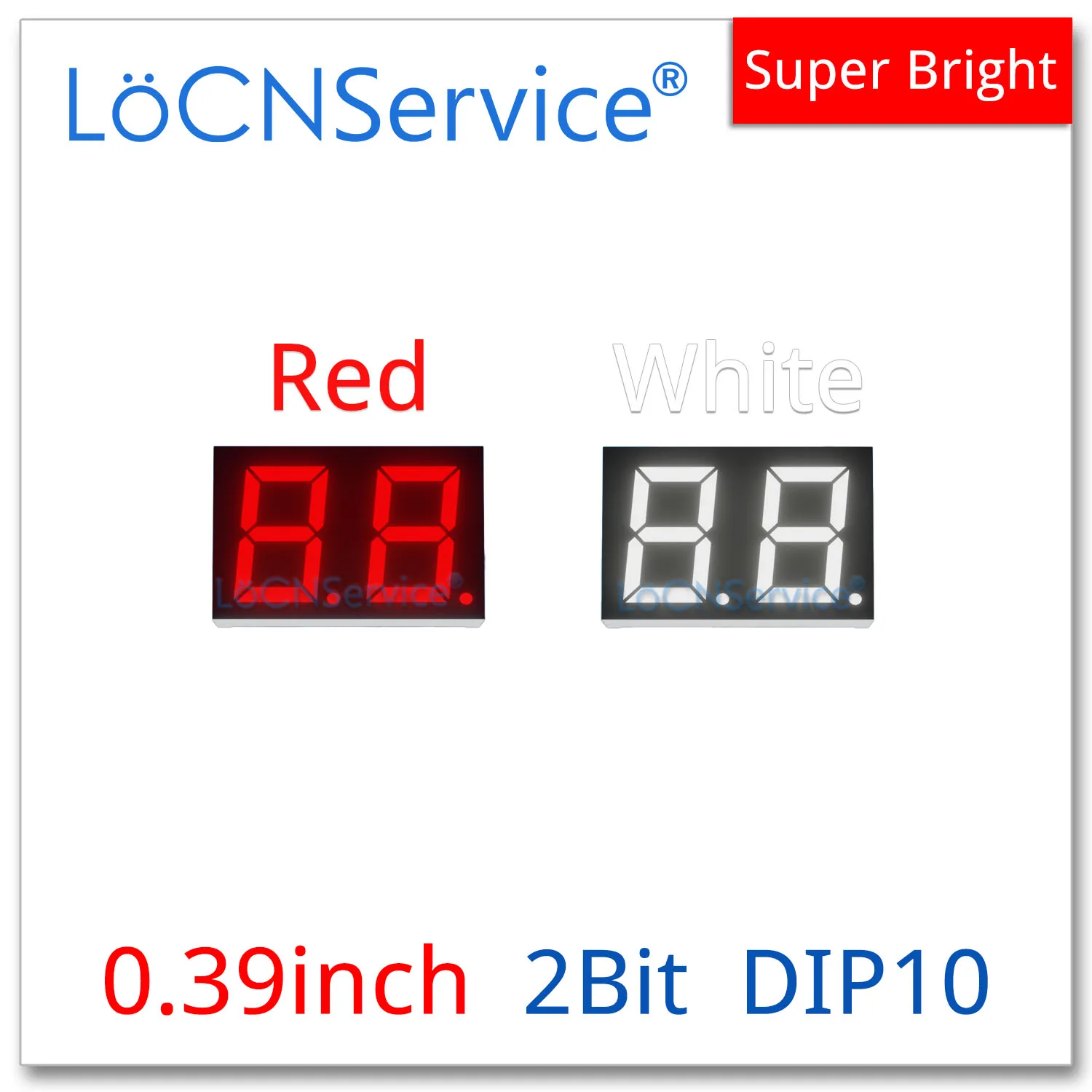 

LoCNService 30PCS 0.39Inch Digital Tube LED Display 2 Bit Red White Common Anode / Cathode 7 Segment 0.39 inch