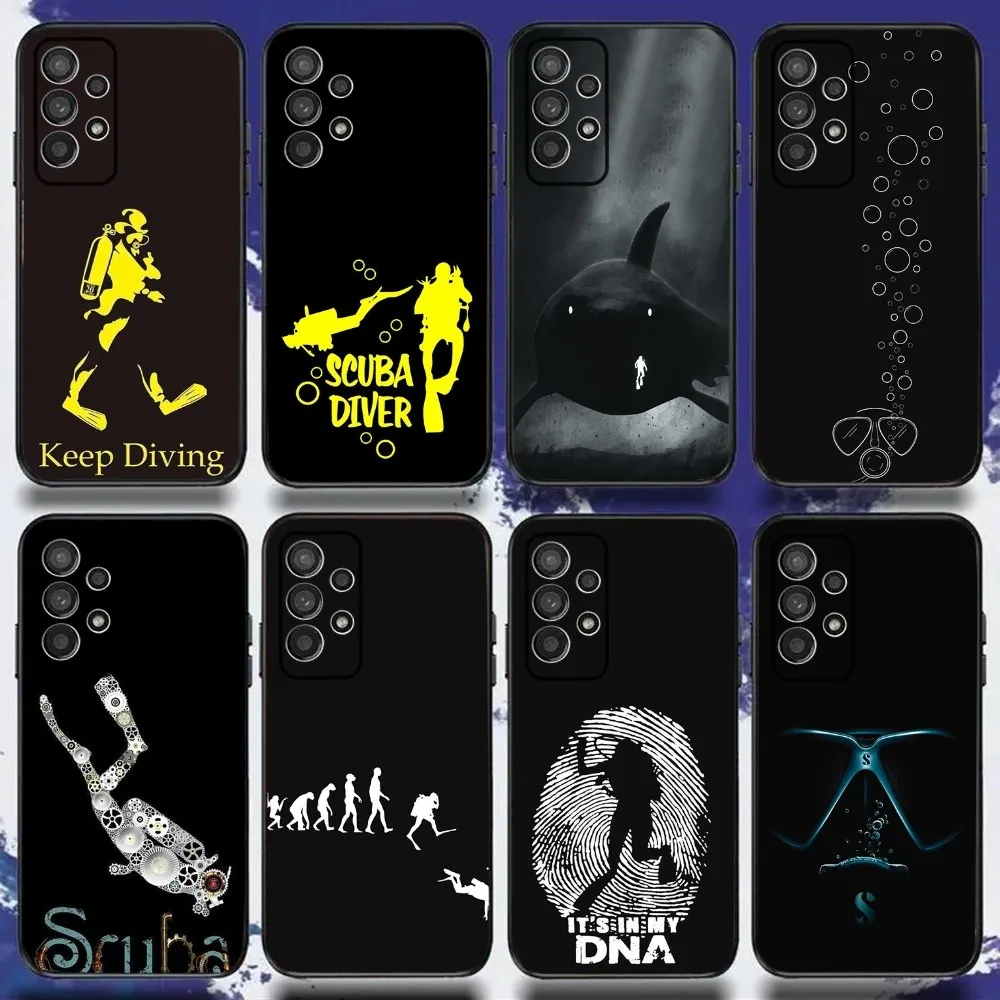 Scuba Diver  Diving Phone Case For Samsung S24,S21,S22,S23,S30,Ultra,S20,Plus,Fe,Lite,Note,10,9,5G Black Soft Cover
