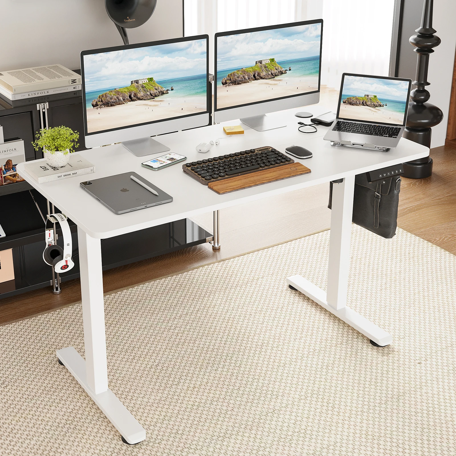 Farini Electric Standing Desk Adjustable Height Sit Stand Home Office Desk with Splice Board