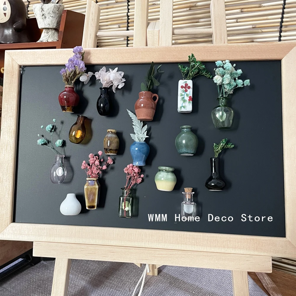French Ceramic Refrigerator Sticker Mini Vase Magnets DIY Porcelain Vase Refrigerator Fridge Magnets Stickers 3D Vase Decoration