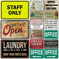 Staff Only Metal Sign, Vintage Personalized Open Closed, Funny Customized Place Posters, Painting, Home Decor, WY76