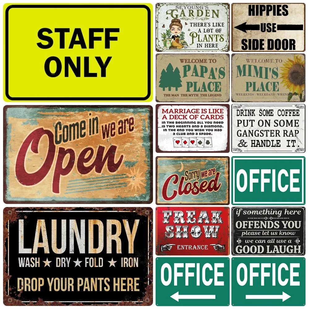 Staff Only Metal Sign, Vintage Personalized Open Closed, Funny Customized Place Posters, Painting, Home Decor, WY76