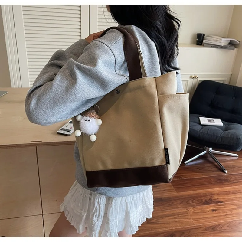 

Новая простая студенческая сумка на плечо, большая вместительная парусиновая сумка для поездок на работу, подмышки, удобная практичная сумка для покупок