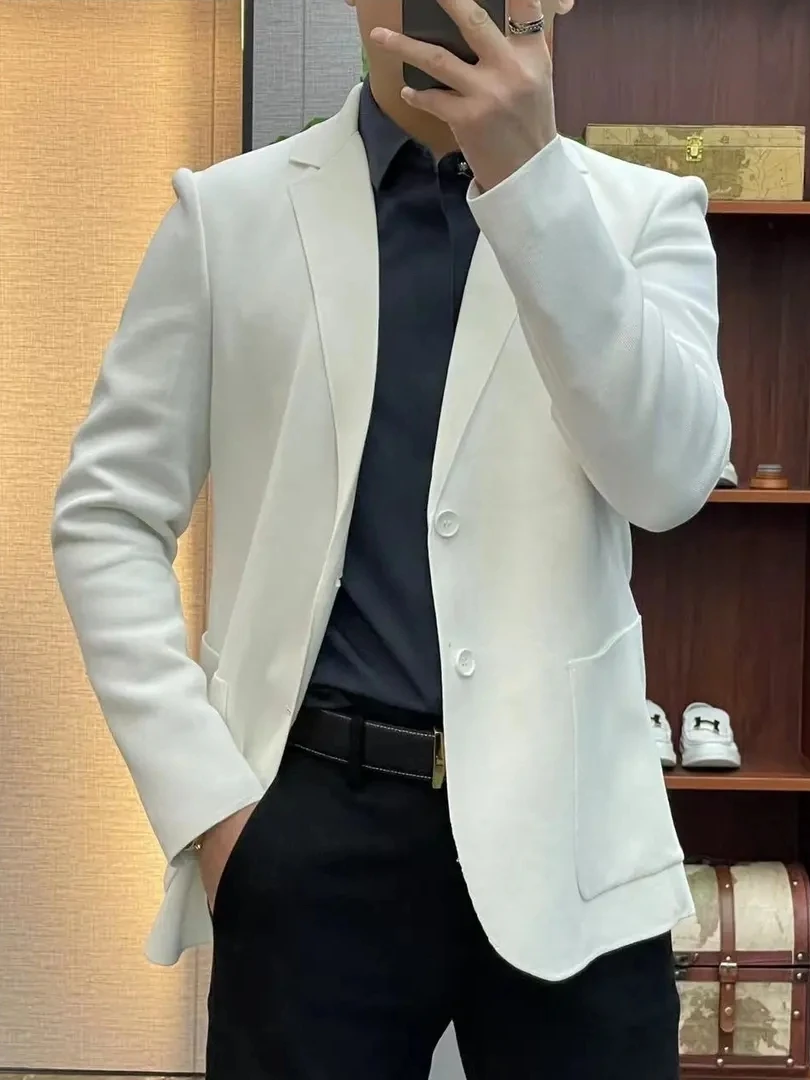 

Модный молодежный мужской костюм: классический, повседневный, весна-лето, новинка, трендовый, деловой, без глажки