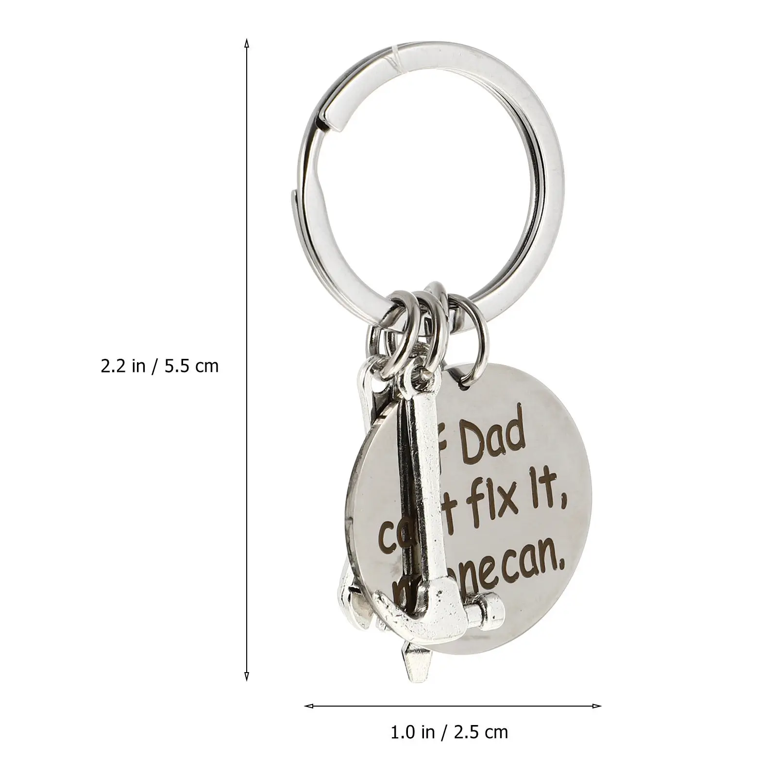 2Pcs Premium Stainless Steel Father's Day Keychain Pendant for Dad Birthday Gift Bag Hanging Decor Key Ring Holder Family