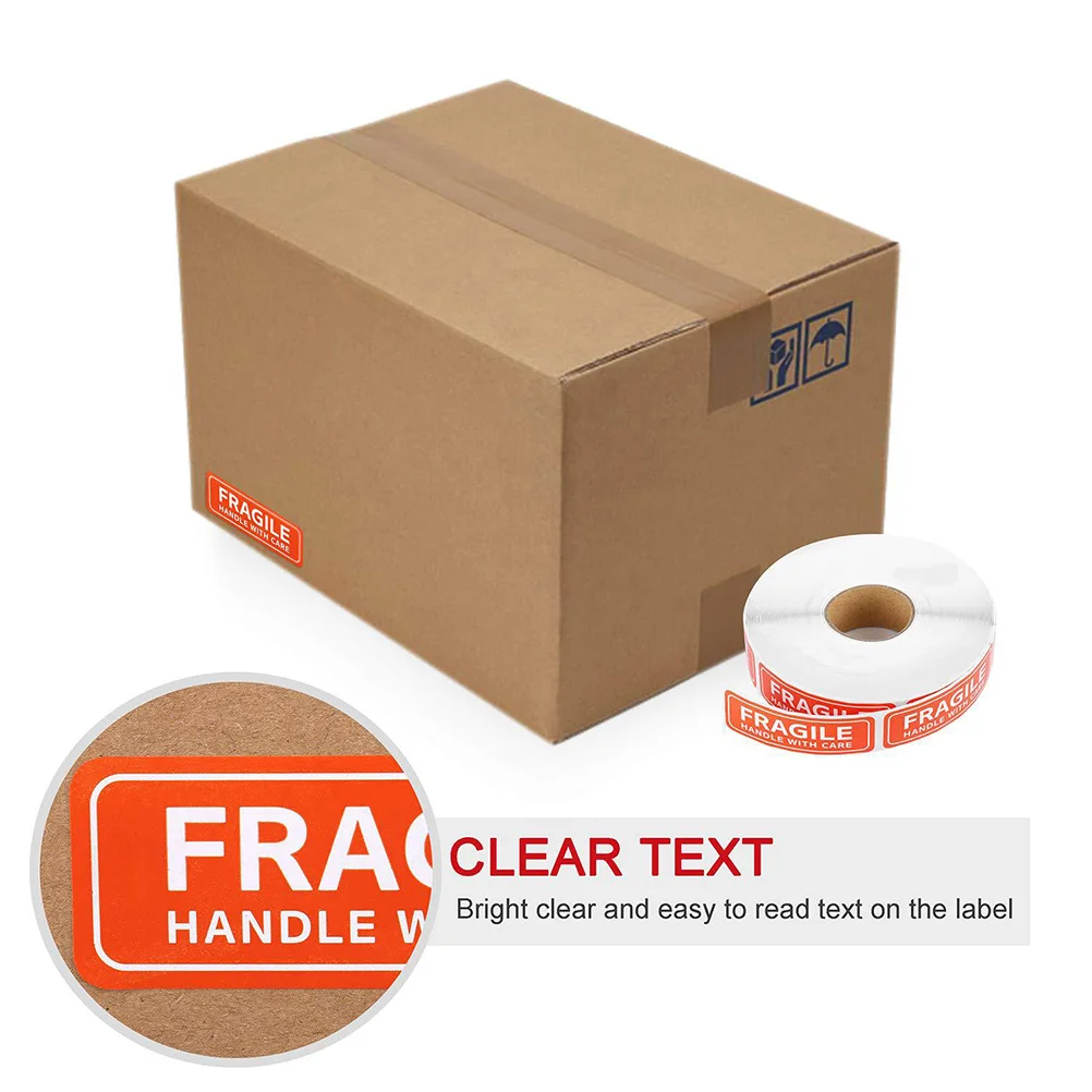 

125pcs 1X3 Inch Fragile Sticker Clear Adhesive Warning Sign For Safe Shipping Packaging Use Sticker Roll Folder