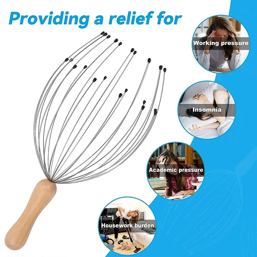 24 Fingers Head Massager Claw Octopus Scalp Scratcher Pet Head Massage Head Relaxing Comfortable Temple Massage Itch Reliever