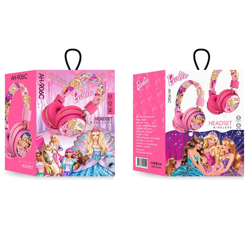 Miniso Barbie Wireless Bluetooth Headphone Y2K 3D Stereo Headset Ladies Head-Mounted Bluetooth Music Headset Christmas Present