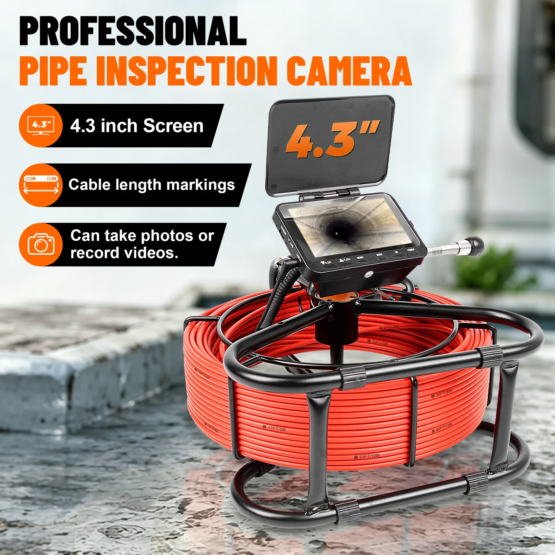 Photo and Video with Engraved Rice, Small Pipe Endoscope 4.3 Inch Screen 16.5mm Small Lens