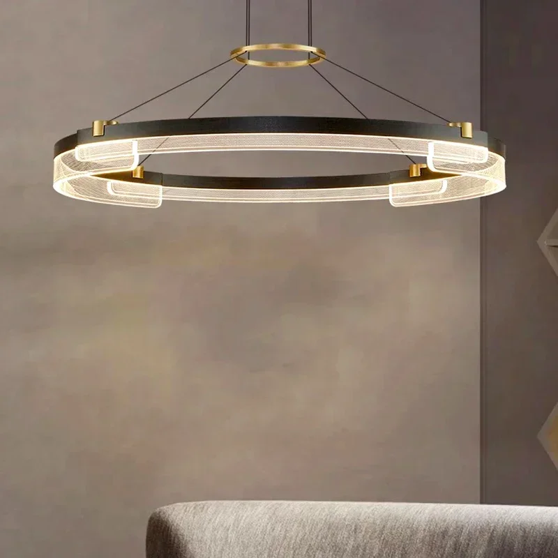 Nordic Minimalist Salon Chandeliers Modern Home Decor Circular Acrylic Led Lamp Living Room Dining Bedroom Lustre Pendant Light