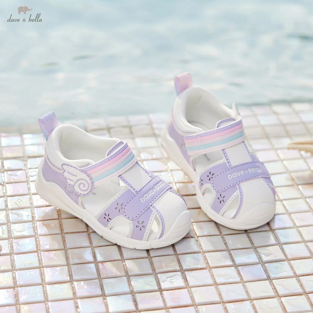 

Сандалии Dave Bella для девочек, летние, для малышей, с мягкой подошвой, нескользящие, повседневные, спортивные, для первых шагов, детские пляжные сандалии DB2261543