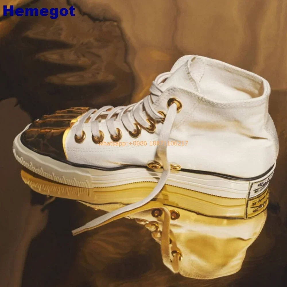 Men\'s and Women\'s Golden Five Fingers Shoes 2024 Summer Street Catwalk Fashion Gold Boots Model Party Flat Heels Sneakers