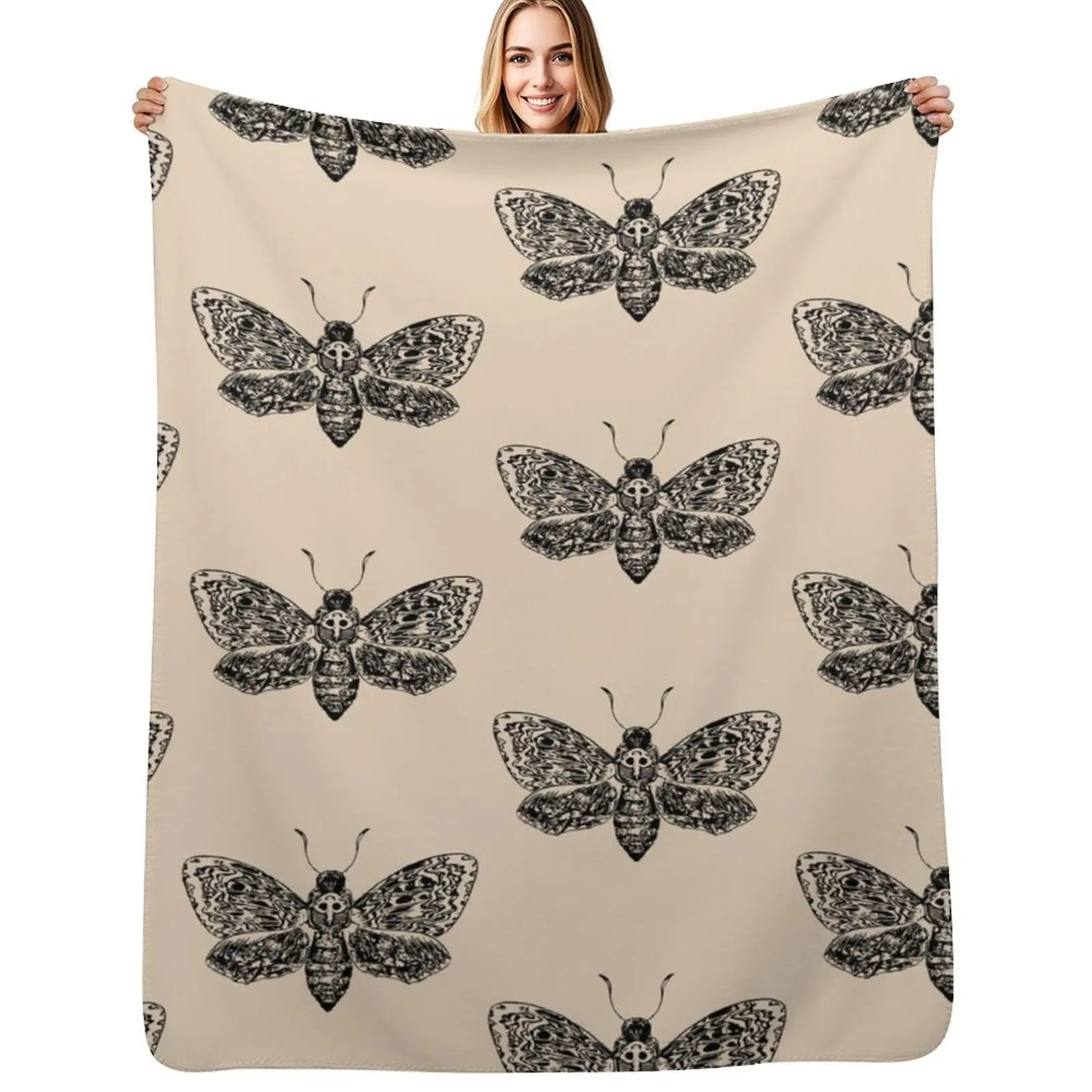

Skull moth black Throw Blanket Nap anime Comforter Designers Blankets