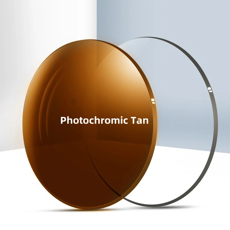 1.56/1.60/1.67/1.74 Anti-blue UV400 Photochromic Lens Tan/Grey Aspheric Prescription Myopia Eye Glasses Anti-Radiation Resin 2PC