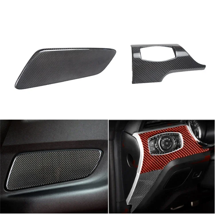 Carbon Fiber Interior Kits Dashboard Meter Bar Cover Center Console Trims Door Panel Trims for Mustang 2015+ view 6