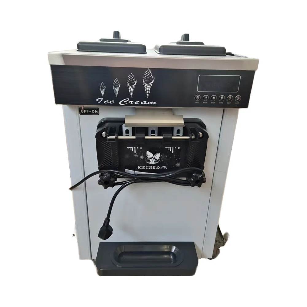High Quality 1800W Commercial Ice Cream Maker 18-22L/H Automatic Countertop Soft Serve Machine Stainless Steel 2x4.5L Hopper