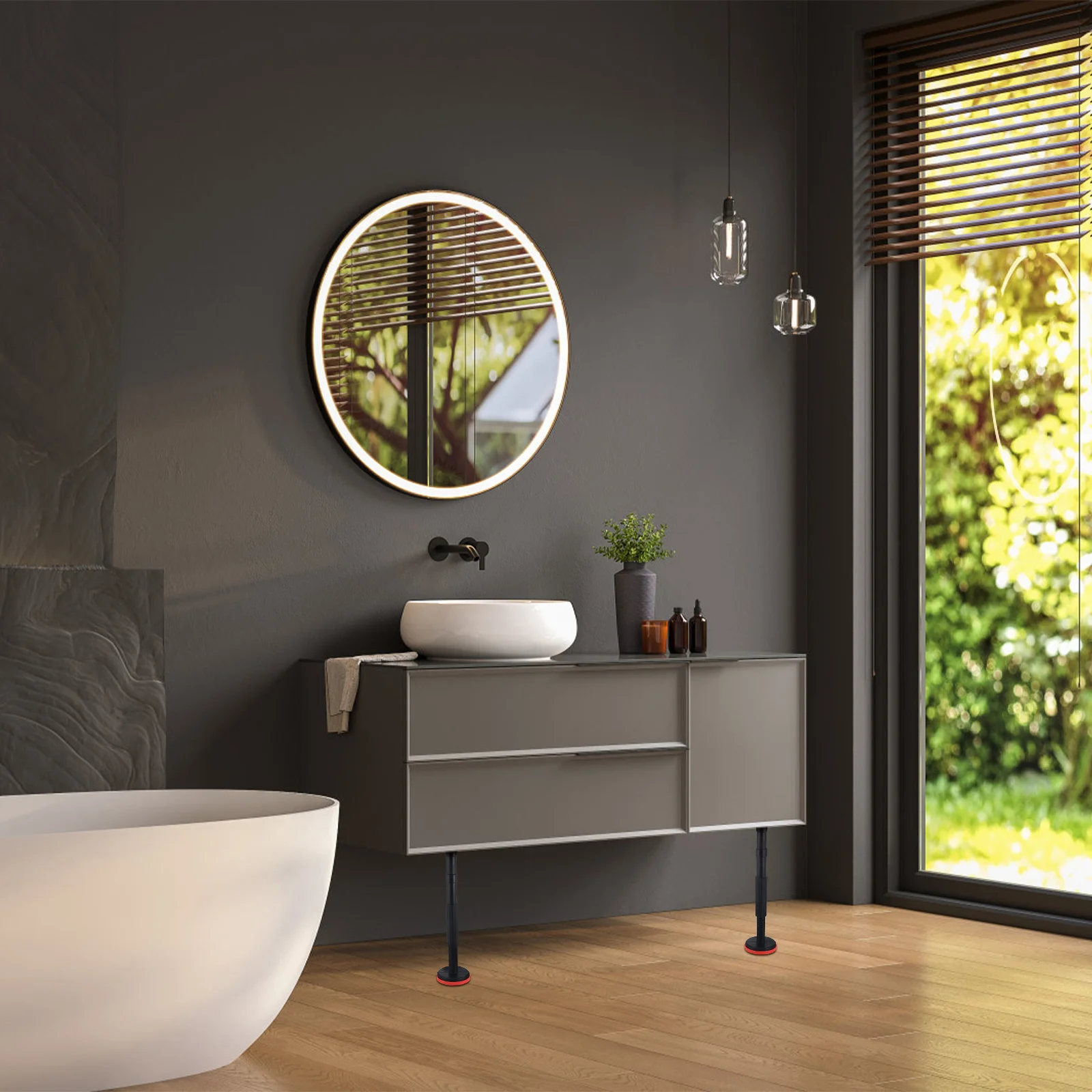 2Pcs Adjustable Bathroom Cabinet Support Legs Stable Furniture Feet Levelers Bed Frame Table Desk Risers Camper Table Legs