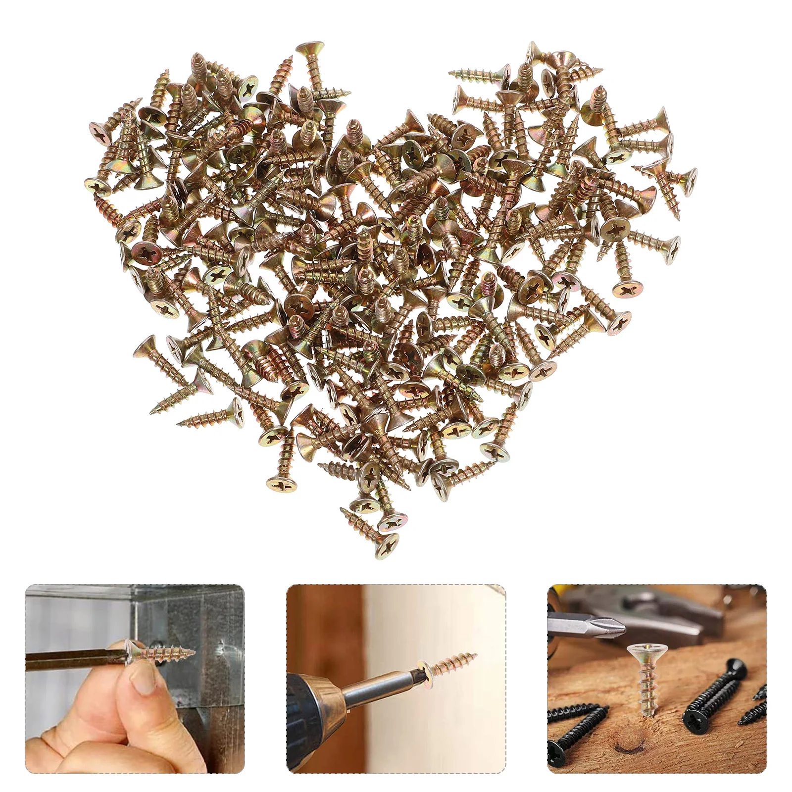 

200pcs Self Drilling Screws 4Mm Zinc Coated For Drywall Fiberboard Wood Metal Small Galvanized Iron Fasteners Sheet Metal Wall