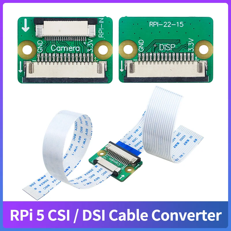 Placa de expansión Raspberry Pi 5 CSI DSI 15CM / 30CM Cable de 22 pines a 15 pines para cámara Raspberry Pi 5 CSI interfaz de pantalla DSI