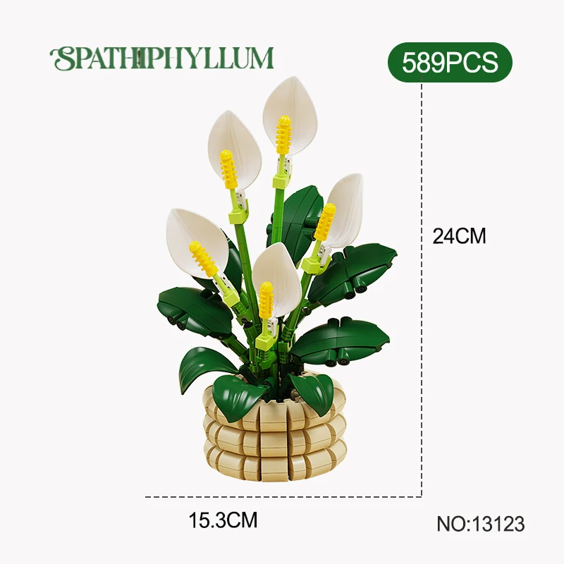 Creatief orchideeënboeket Cymbidium Eeuwige Bloemen Potplant Bouwstenen Huis Bureau Decoratie DIY Steentjes Speelgoed Kerstcadeau