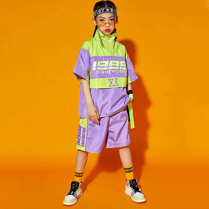 Street Hip Hop Clothes For Kids Girls Tops Loose Pants Hip Hop Suit Ballroom Modern Dancing Costume Jazz Performance Wear BL6088