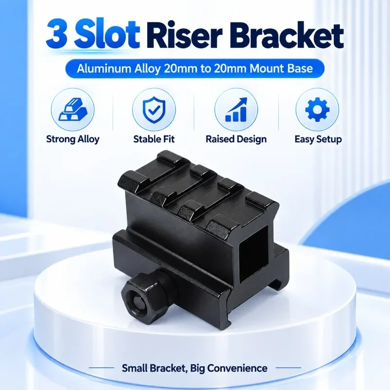Aluminum Alloy 3-Slot Height Increasing Bracket 20 To 20mm Rail Base Mount Fixture