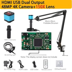 48MP 4K Microscope Camera Set 1080P 60FPS with 150X Lens HD Industrial Camera Driver-Free Circuit Inspect PCB Soldering Repair