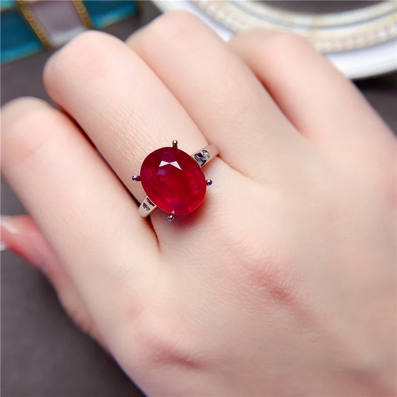 Natural ruby ring 10*12mm pigeon blood red 925 sterling silver luxury jewelry romantic gift for women  gold jewelry 18k