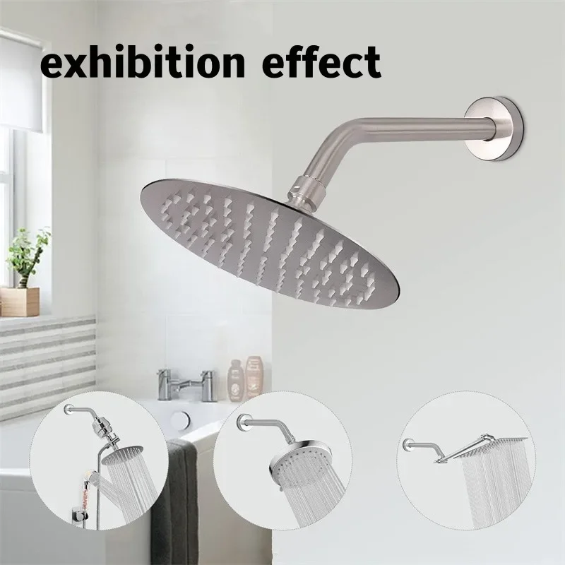 Bathroom Rainfall Water Saving Extension Shower Arm Wall Mounted Stainless Steel G1/2 Water inlet Tubes Faucet Replacement Parts