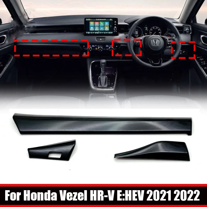 

RHD LHD для Honda Vezel HR-V E:HEV 2021 2022 2023, черная передняя панель из АБС-пластика, центральная консоль, декоративная накладка