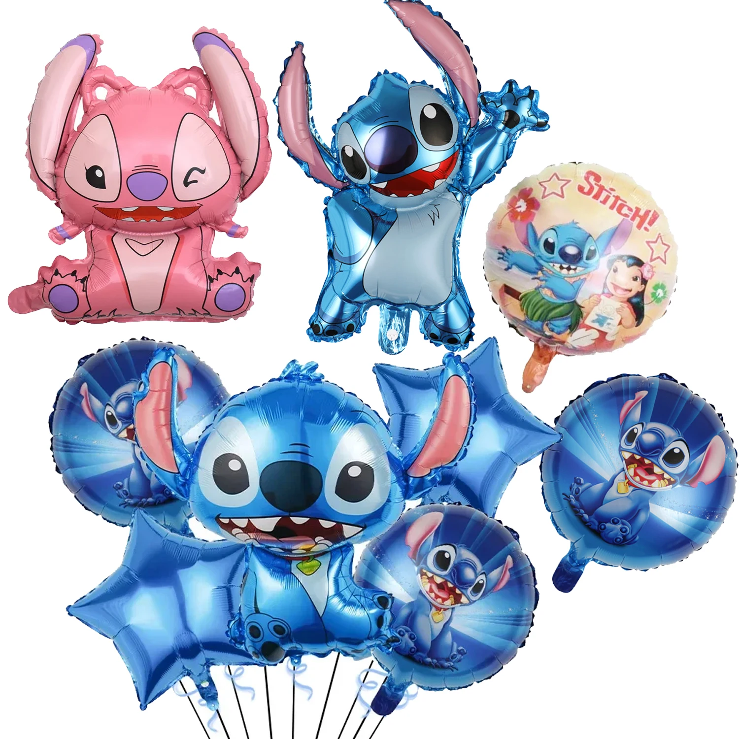 

Disney Stitch Angel Balloons Children's Birthday Cartoon Lilo&Stitch Stich Aluminum Film Balloon Set Party Decorations Kids Toy