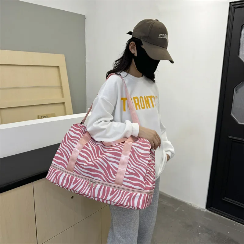 Leopard Print Oxford Cloth Sports Fitness Luggage Bag Fashion Portable Short-distance Hand Bag Simple Storage Shoulder Bag