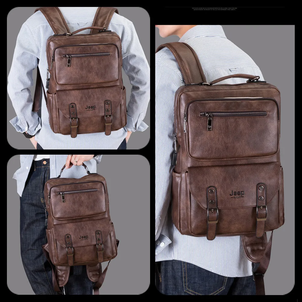 Jeep Buluo-Mochila Retro de Couro Masculina, Carregamento USB, Grande Bolsa de Viagem Espacial, Bolsa de Computador Casual, Grandes Marcas,