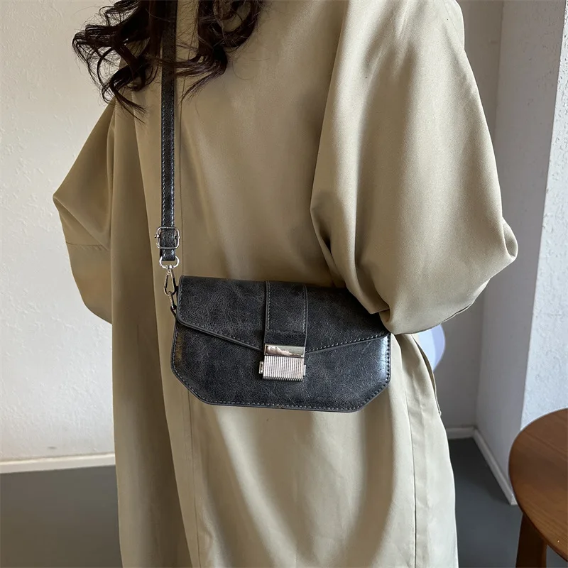 Leisure Commuting Pure Color Niche Versatile Hand-Held Shoulder Crossbody Armpit Postman Square Bag Female