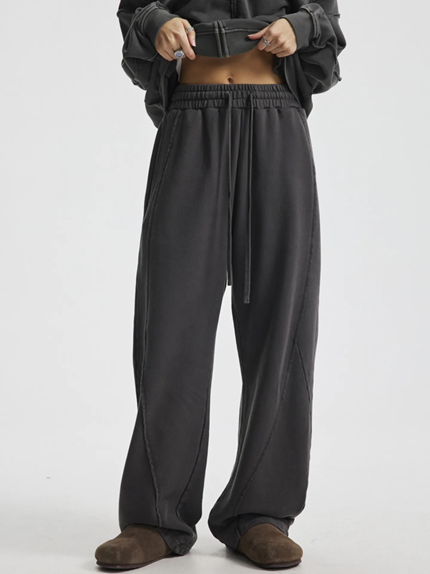 

Retro American Casual Pants Pure Cotton Loose Straight Leg Trousers for Men And Women Waed out Sle Faion Brand