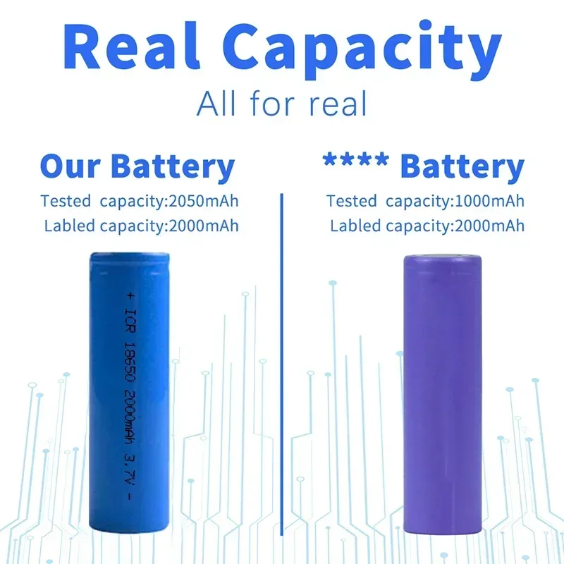 PURFIELD – batterie Lithium-ion Rechargeable 18650, 3.7 v, 2000mah, pour lampe de poche, nouveauté