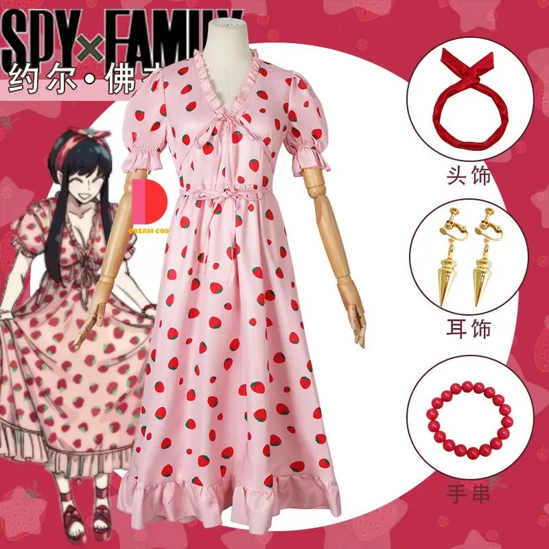 

SPY FAMILY Yor Forger Cosplay Costume Dress Anime Daily Outfit Women Elegant Party Uniform Halloween Role Accessories Comic-Con