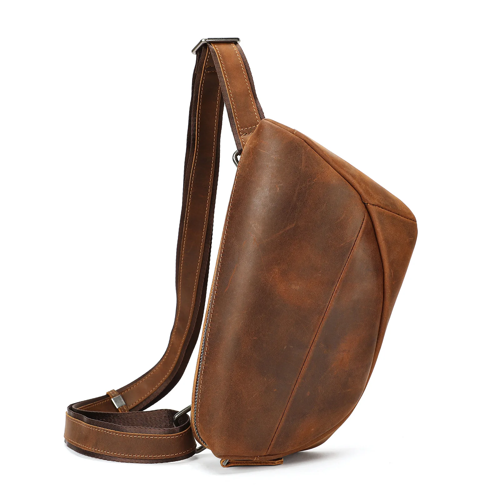 

Leather Chest Bag Men Genuine Cow Leather Concise Vintage Waist Bag Single Shoulder Crossbody Versatile Cowhide Chest Bag