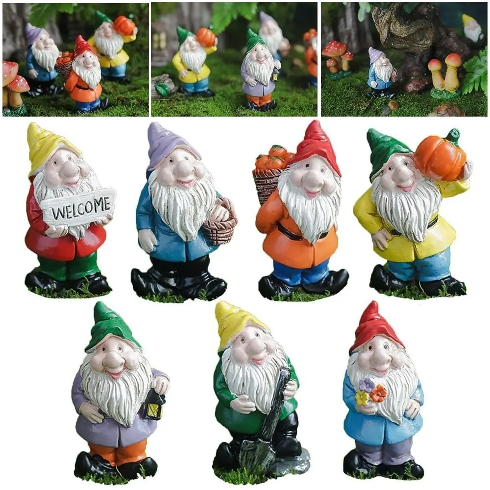 Multicolor Mini Gnome Figurines Fairy Garden Micro Landscape Miniature Dwarfs Statue Moss Terrarium Handicraft