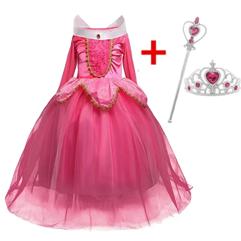 Girls Sleeping Beauty Aurora Cosplay Princess Dress Halloween Costume for Kids 4-10 Years Children Carnival Party Clothings