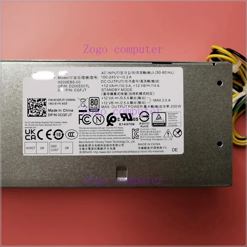 Asli baru untuk Optiplex 7050 7060 7070 3050 5050 3070 3060 5060 200W sakelar catu daya PSU CGFJT 4FHYW YC76R 8C0JV