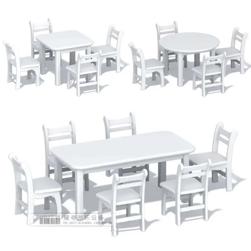 

Eco-friendly high quality, pure white children's desks, tables and chairs series. Solid wood tables. Round game tables and desks