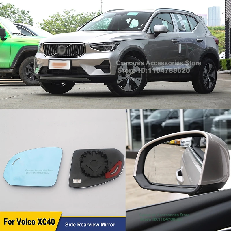 

Car Side Rearview Mirror Blue Glass Lens For Volco XC40 2020-2025 Wide Angle View Anti Glare Door Mirror Wing Accessories