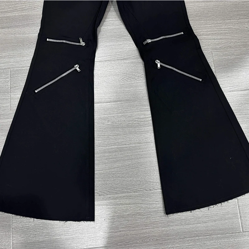 High Street Men's Pants Zipper Design Casual Pants Streetwear Men Trousers Black Full Length Men's Clothing