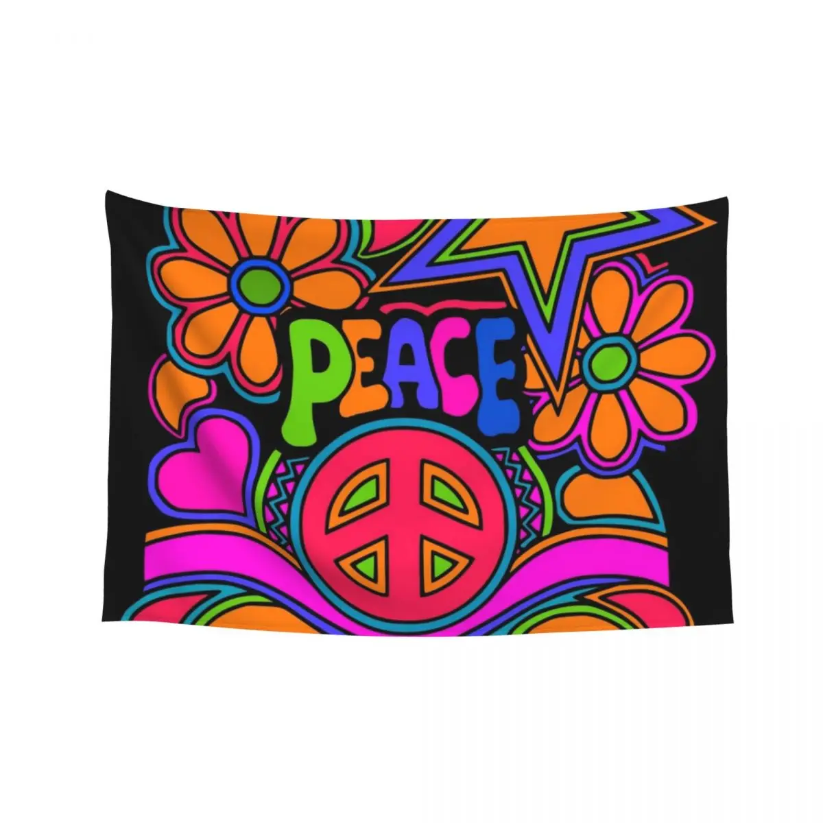 

Fun and Funky Flower Power Peace and Love Hippy Art Tapestry Wall Coverings Bedrooms Decorations Bedroom Decorations Tapestry