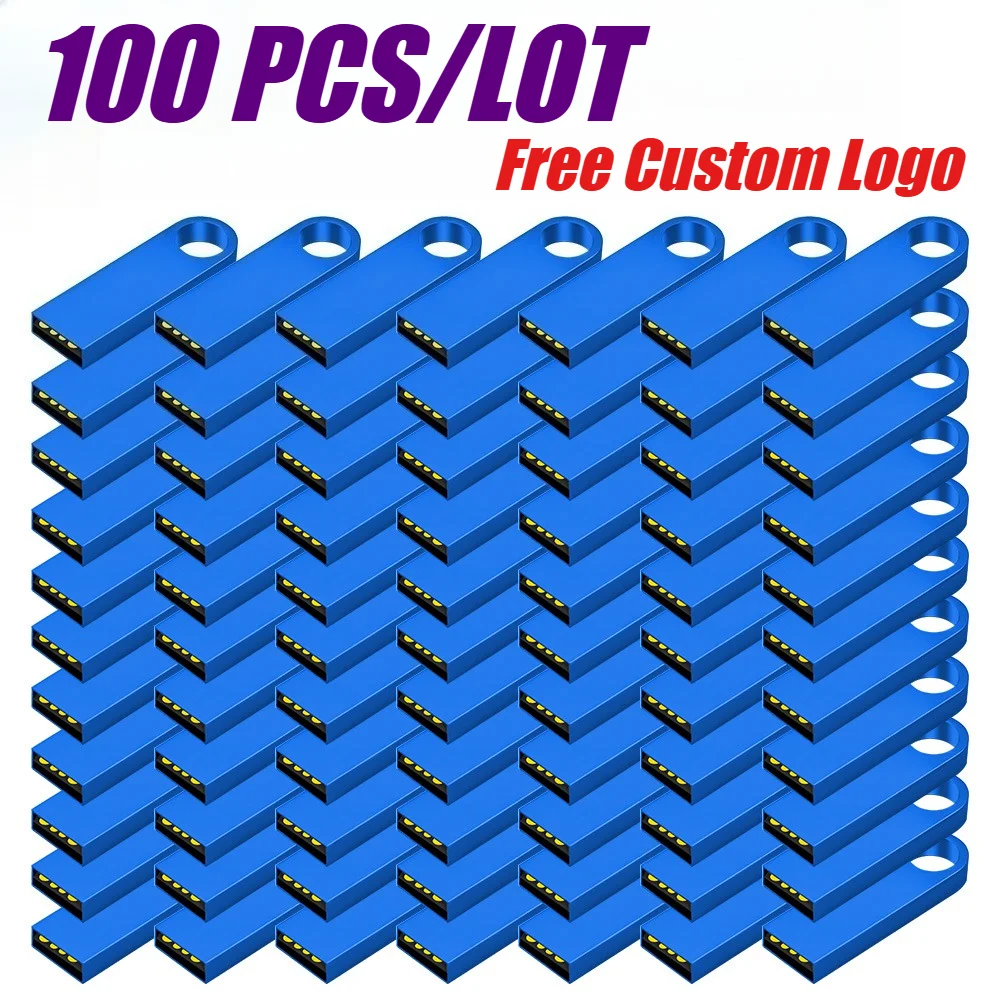 100pcs/lot Metal 2.0 Pen Drive 64GB 32GB 16GB USB Flash Drive 8GB 4GB 2GB 1GB 128M 512M Business gift U Disk Free Custom Logo