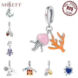 MISEFF New 925 Sterling Silver Pendant Bracelet Evening Party Beads Seaworld Flowering plant Style For Diy Jewelry Gifts Making