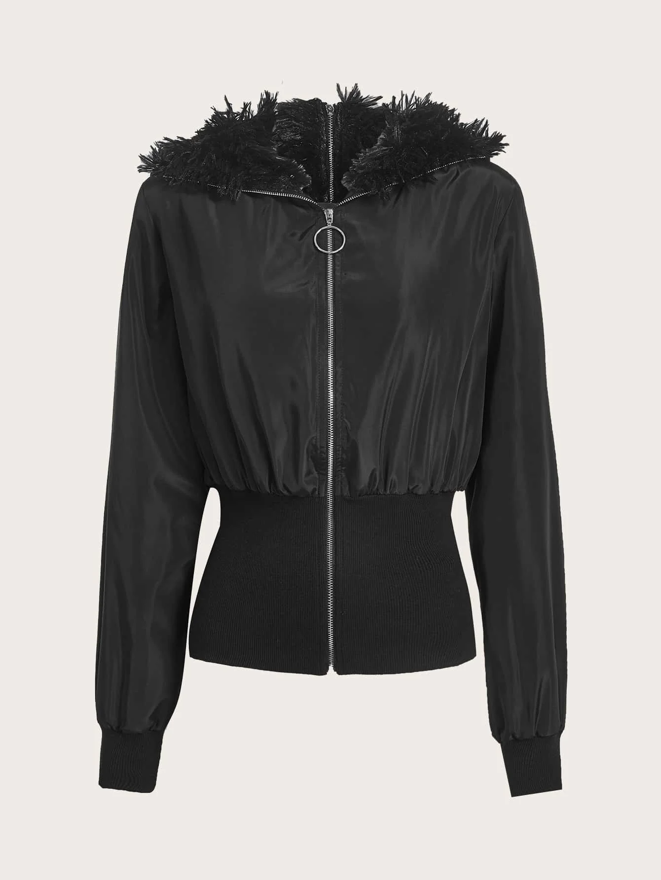 

Стильная и универсальная модная короткая зимняя куртка с двухцветным шерстяным воротником.