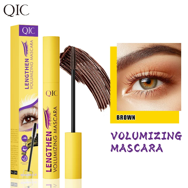 QIC 롱래쉬 워터프루프 마스카라, 번짐 방지 섬유 함유 포뮬러로 익스트림 볼륨 리프트 및 컬링 효과